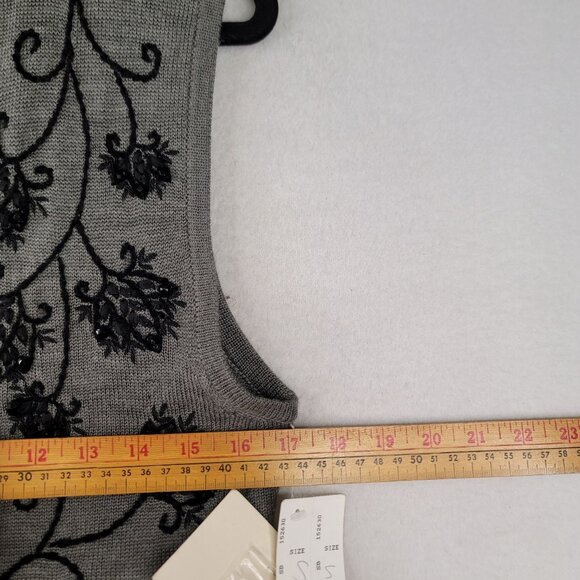 Vintage 95 Susan Bristol Gray Knit Vest Small Beaded Embroidered Deadstock New - Picture 9 of 10